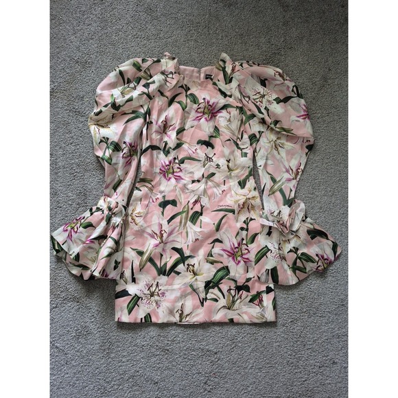Dolce & Gabbana - Pink Lily Printed Silk - Woman Dress - Full Lined - Size: 42 - Picture 1 of 13